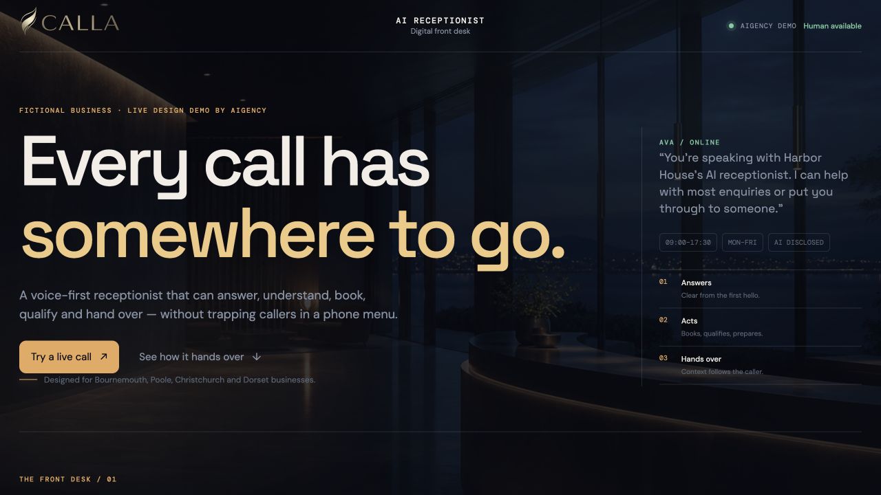CALLA Reception demo preview