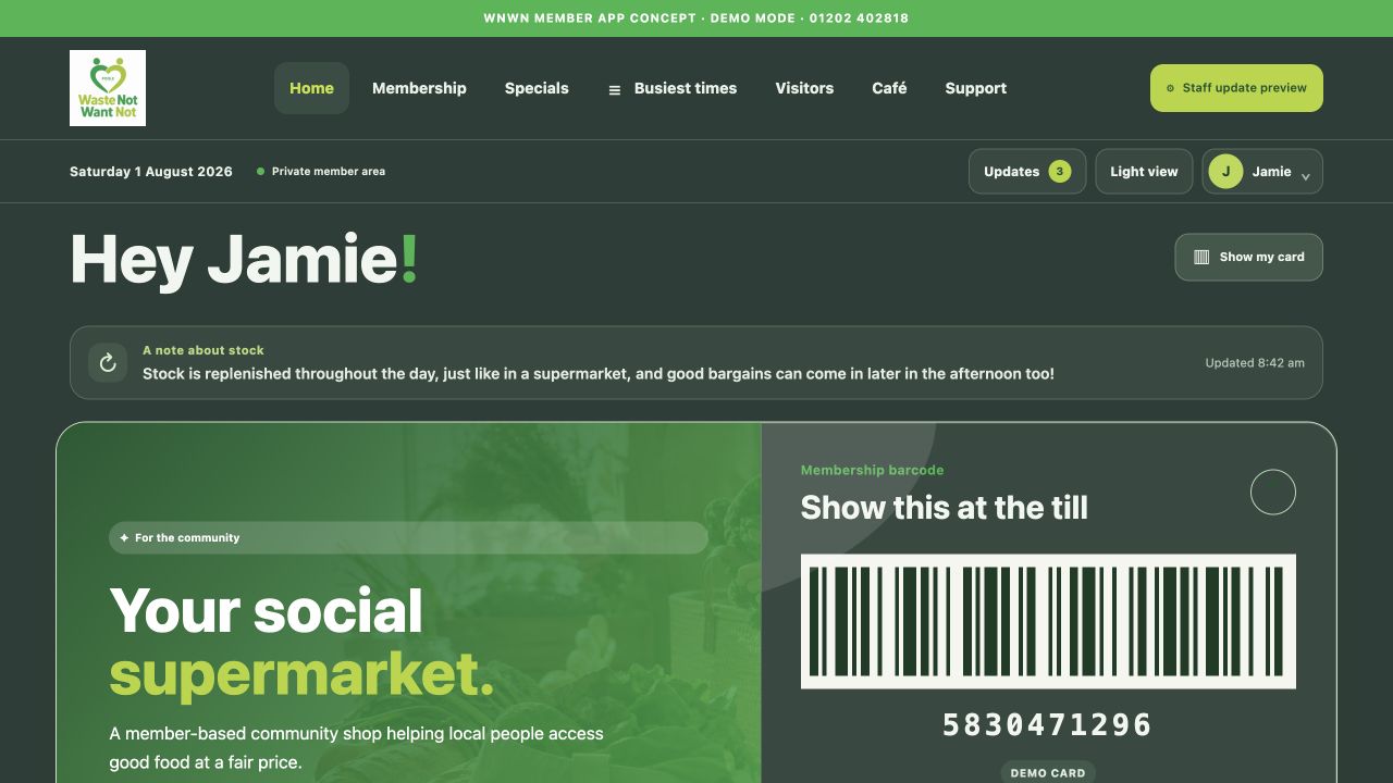 WNWN social supermarket member app preview